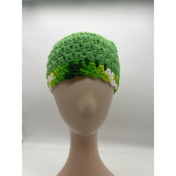 Green Metallic Knit Wove Beanie Hat Acrylic Winter Boho Colorful Ninja Turles XS - Picture 3 of 8